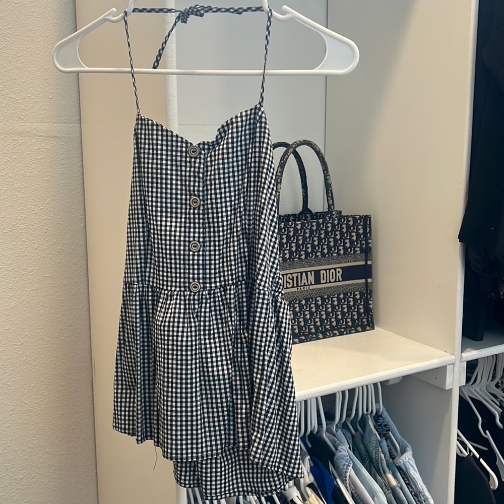 Checkered halter top